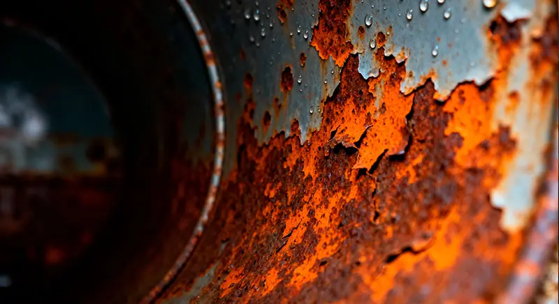 коррозия и ржавчина внутри старого газового баллона